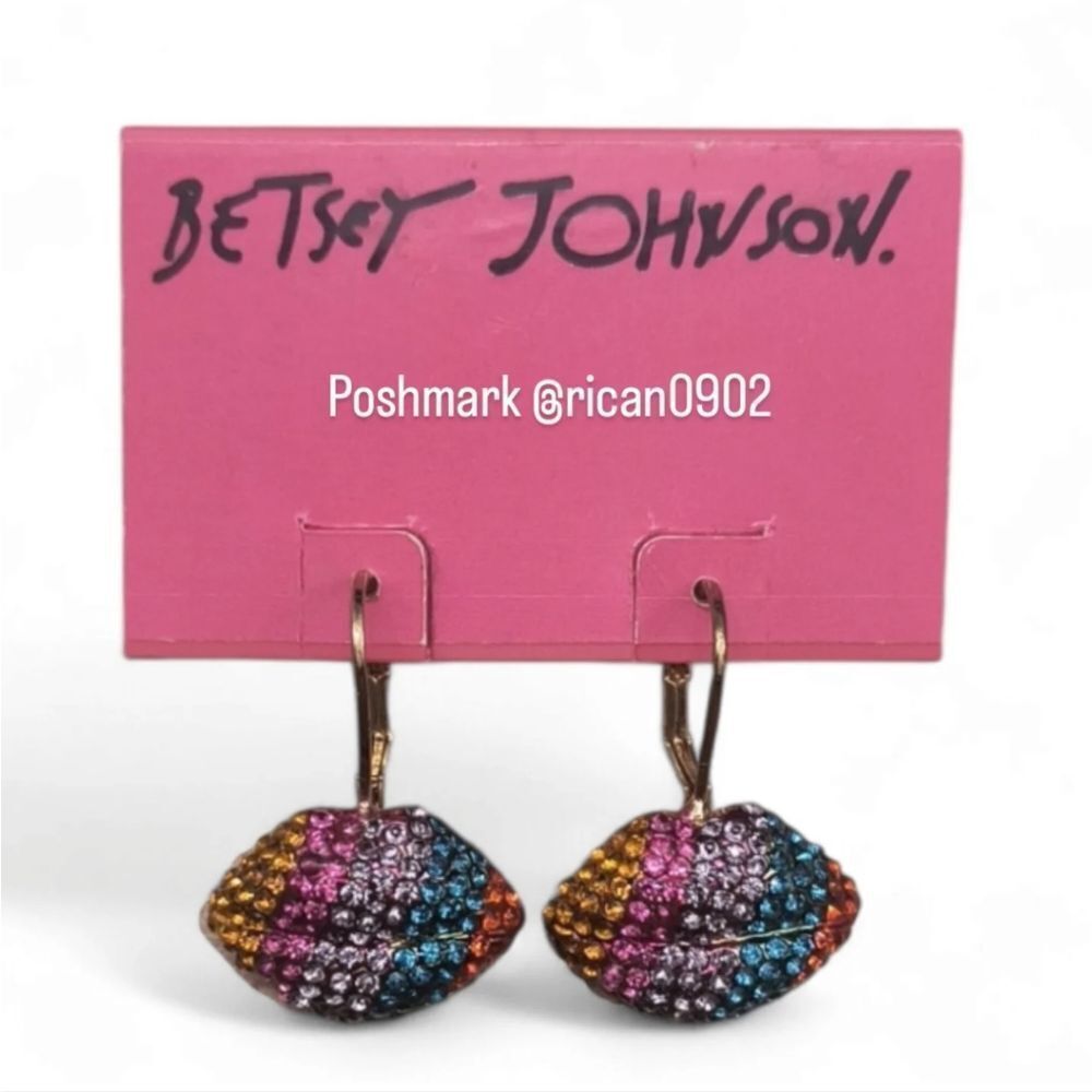Betsey Johnson Rainbow Lip Earrings
